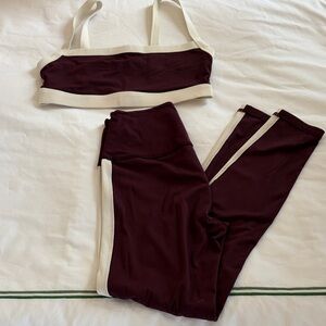 Splits59 Rigor Clare Leggings and Monah Bra in Dark Cherry/Creme